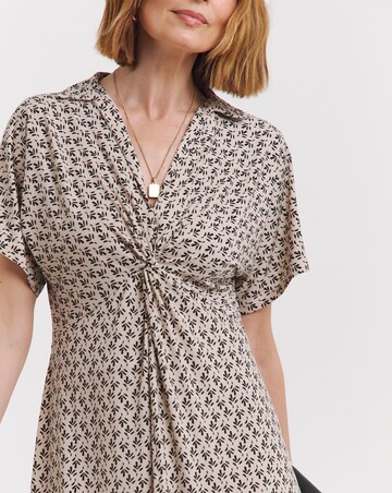 Short Sleeve Twist Front Dress