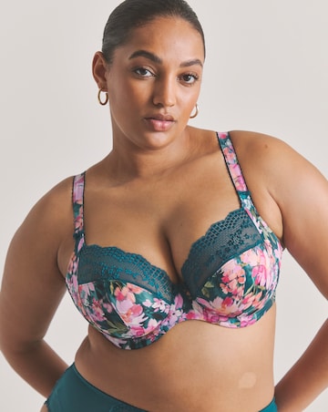 Elomi Lucie Plunge Wired Bra Teal Floral
