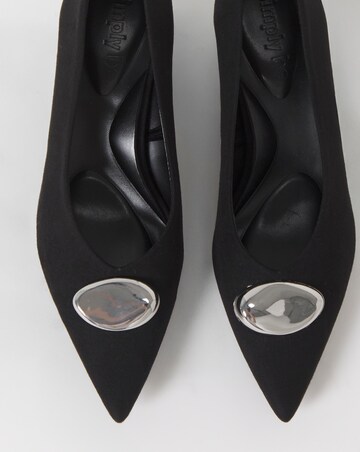 Nevis Kitten Heel Hardware Trim V Cut Court Shoes - Wide Fit (E)