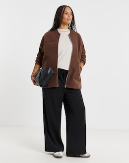 Chocolate Soft Zip Through Bomber Jacket