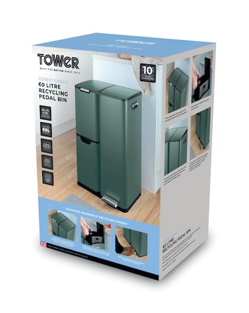 Tower 60L Recycling Bin with 3 Individual Compartments