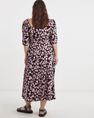 Simply Be Supersoft Floral Print Sweetheart Neck Midi Dress