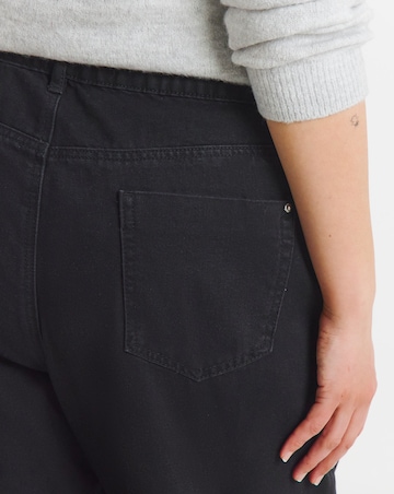 Washed Black Pleat Detail Wide Leg Jeans