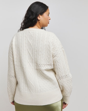Cream Spliced Cable Knit Jumper
