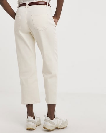 Ecru Straight Leg Crop Jeans