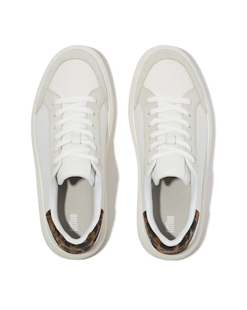 Fitflop Leather Lace Up Trainers Urban White/Chocolate Mix - Standard Fit (D)