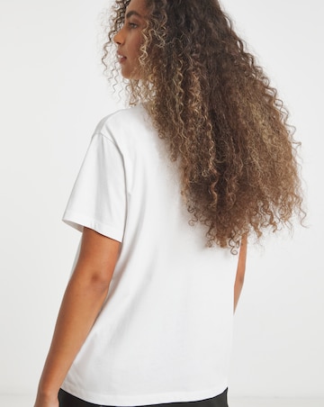 White Noir Beaded Floral Graphic T-Shirt