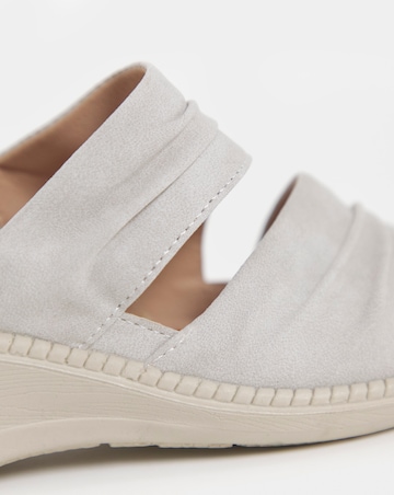 Cushion Walk Pink Ruched Wedge Mules - Wide Fit (E)