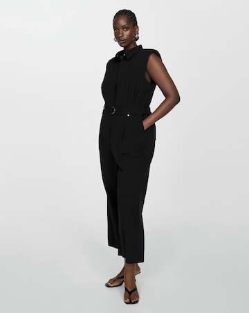 Mango Linen Blend Belted Jumpsuit
