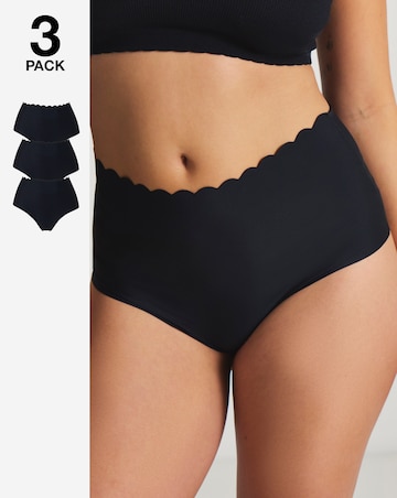 Pretty Secrets (3 Pack) Scallop No VPL Knickers Black/Black/Black