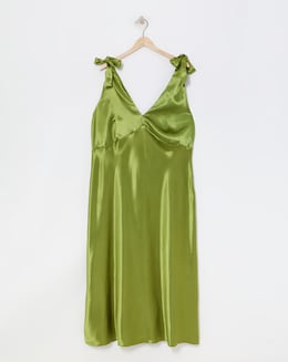 Simply Be Olive Tie Strap Satin Maxi Slip Dress