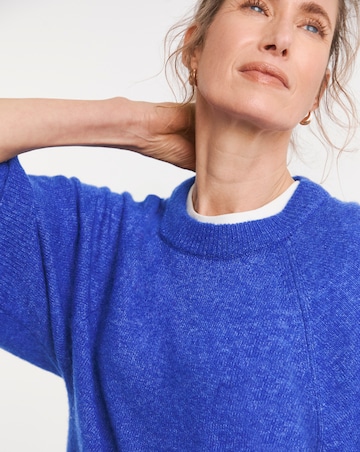 Blue Fine Knit Wide Sleeve Jumper