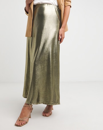 Gold Metallic Jersey Maxi Skirt