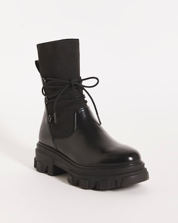 Arnis Lace Wraparound Chunky Short Boots - Wide Fit (E)