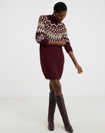 Berry Fairisle Jumper Dress