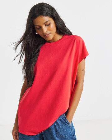 Simply Be Red Slouchy Dip Back T-Shirt