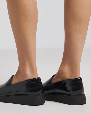 Heavenly Soles Rylee Low Wedge Slipper Cut Plain Loafer - Wide Fit (E)