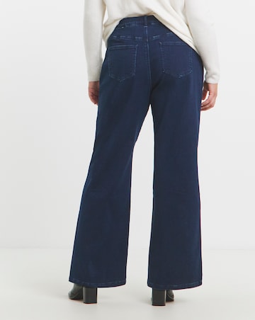 Dark Indigo Cosy Feel Soft Stretch Wide Leg Jeans