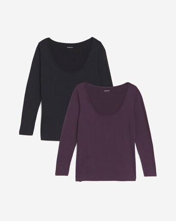 Black & Plum 2 Pack Scoop Neck Tops