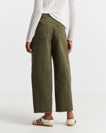 Olive Comfort Stretch Dart Detail Barrel Leg Jeans