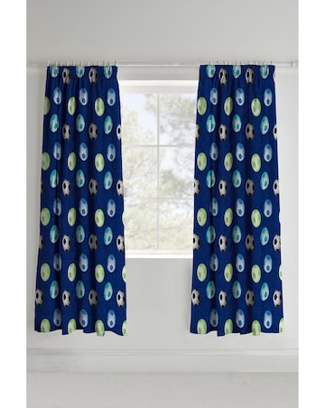 Catherine Lansfield Kids Football Lined Pencil Pleat Curtains Two Panels