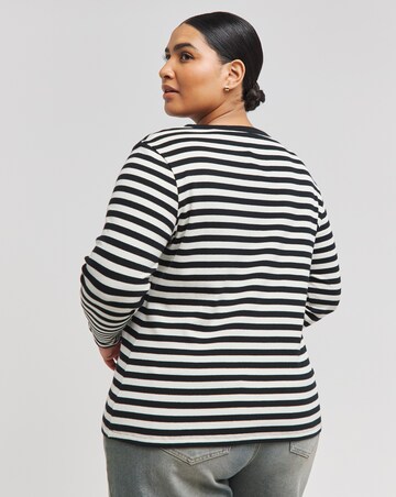 Black & Ivory Stripe Ribbed Long Sleeve Top