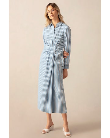 Ro&Zo Ruched Striped Shirt Dress