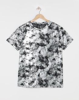 Black &amp; Silver Metallic Mesh T-Shirt