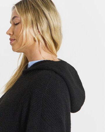 Cosy Yarn Black Ribbed Knitted Hoodie