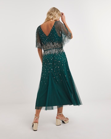 Joanna Hope Green Linear Beaded Maxi Dress