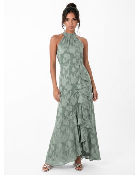 Anaya Floral Burnout Halter Neck Dress