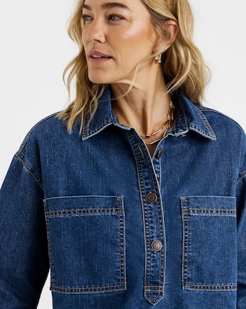 Dark Blue Denim Polo Shirt