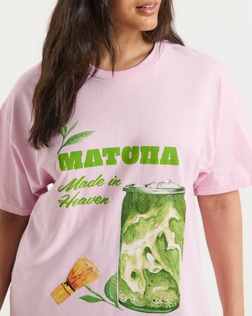 Simply Be Pink Matcha Graphic T-Shirt