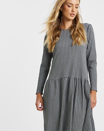 Simply Be Mono Jersey Check Drop Waist Midi Dress
