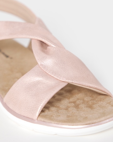 Cushion Walk Rose Gold Shimmer Cross Strap Buckle Sandals - Extra Wide Fit (EEE)