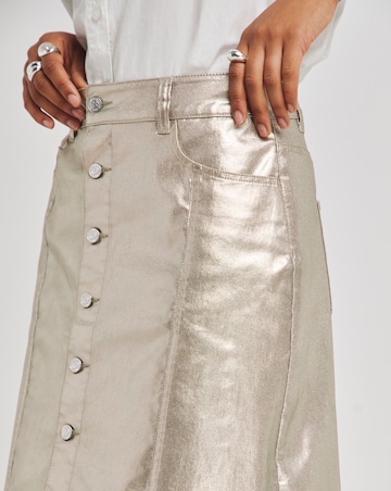Simply Be X Twisted Wunder Gold Denim Mini Skirt