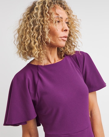 Marilyn Cape Sleeve Scuba Crepe Dress