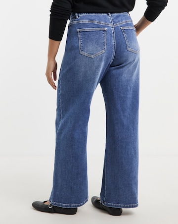 Mid Wash Cosy Feel Soft Stretch Wide Leg Jeans