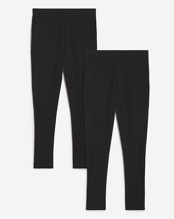 2 Pack Black Jersey Full Length Legging