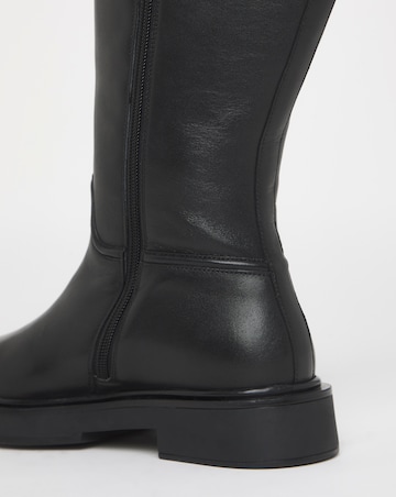 Berry Leather Knee High Riding Boots - Extra Wide Fit (EEE) & Curvy Calf