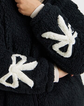 Black Sherpa Teddy with Bow Sleeve Detail