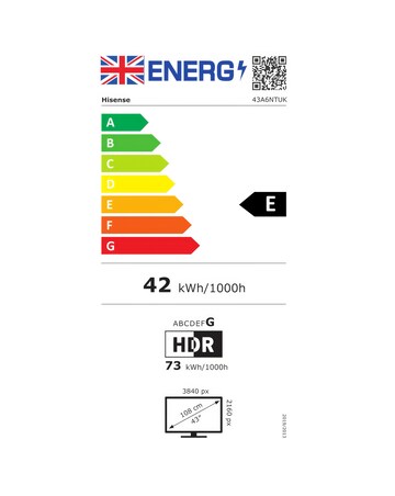 Hisense 43in 43A6NTUK Smart 4K UHD HDR LED TV with Amazon Alexa