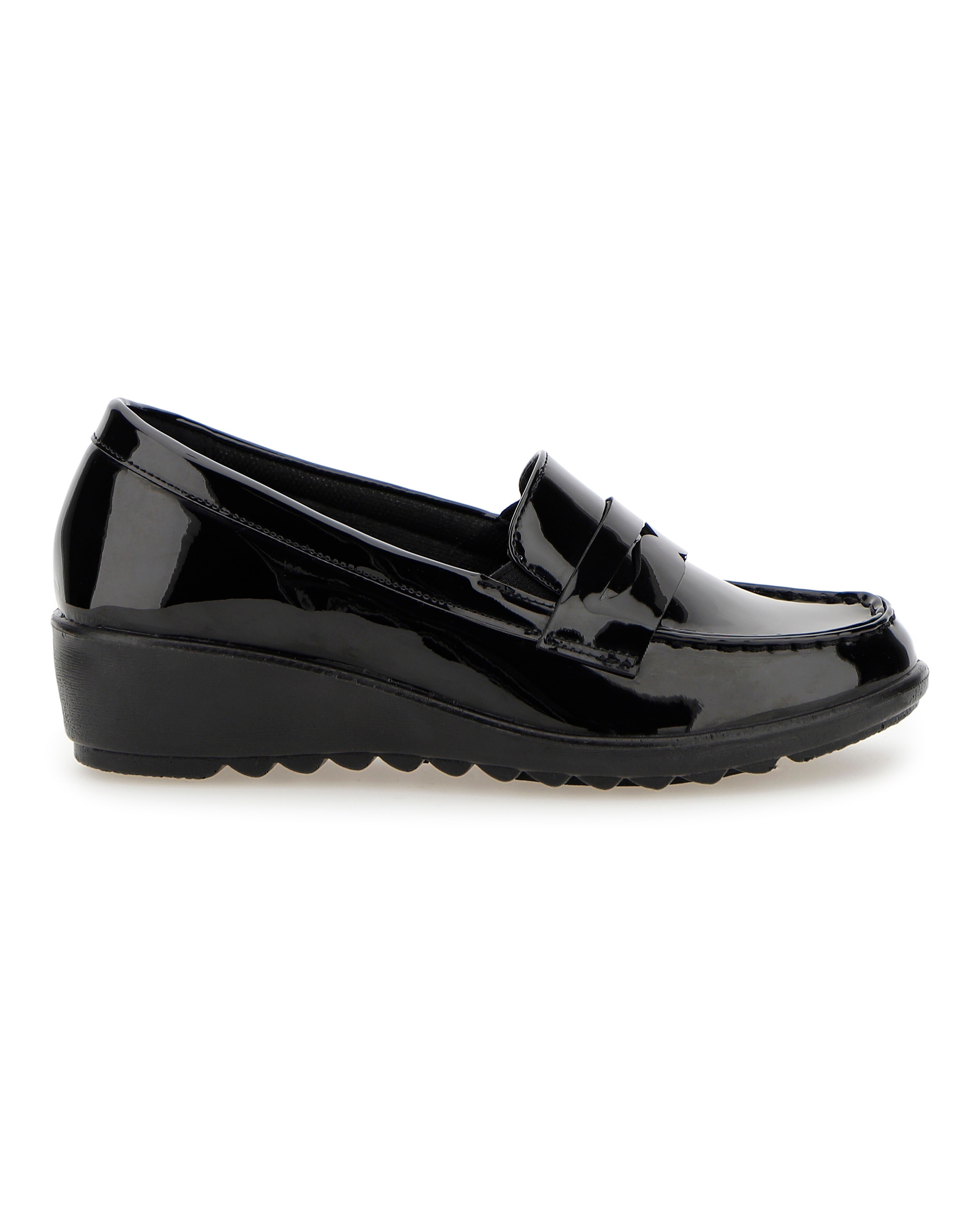 Cushion Walk Black Low Wedge Loafers -Extra Wide Fit (EEE)