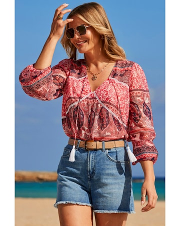 Sosandar Tie Front Blouse