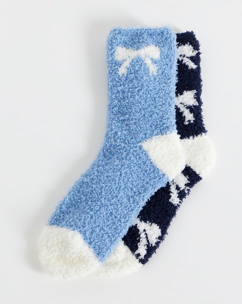 Pretty Secrets (2 Pair Pack) Cosy Socks Cream/Navy
