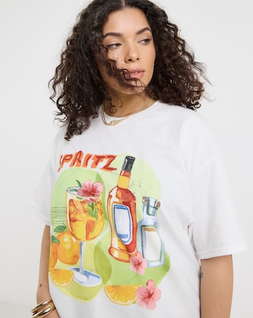 Simply Be White Spritz Graphic T-Shirt