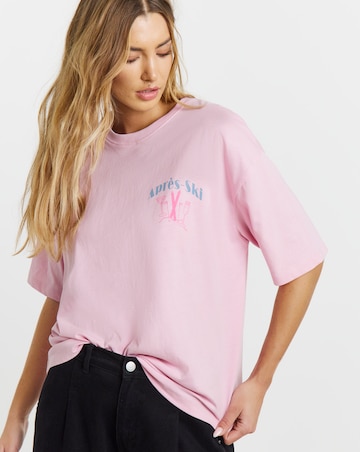 Simply Be Pink Apres Ski Graphic T-Shirt