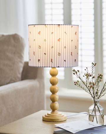 Julipa Evelyn Floral Stripe Bobbin Table Lamp