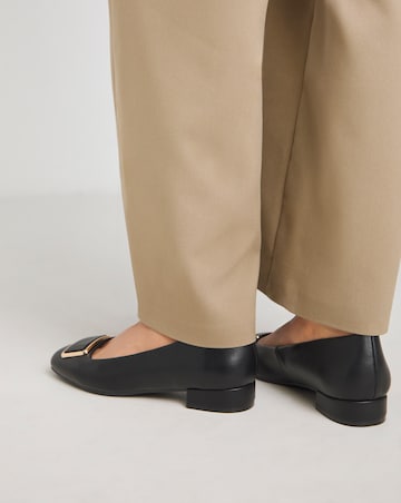 Heavenly Soles Ellen Low Block Heel Ballerina With Trim Wide E Fit