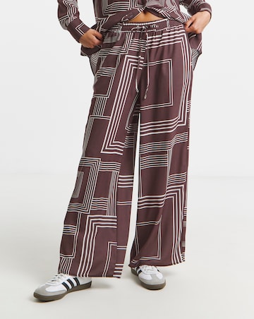 Herringbone Drawstring Wide Leg Trousers